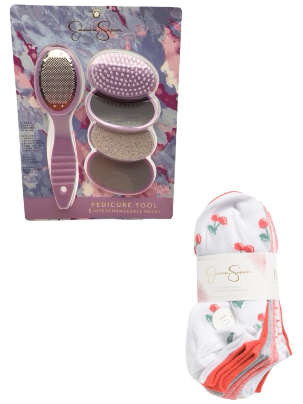 Jessica Simpson 5 Piece Pedicure Tool Set & 10 pk. No Show Socks- NWT (Sz. 4-10)